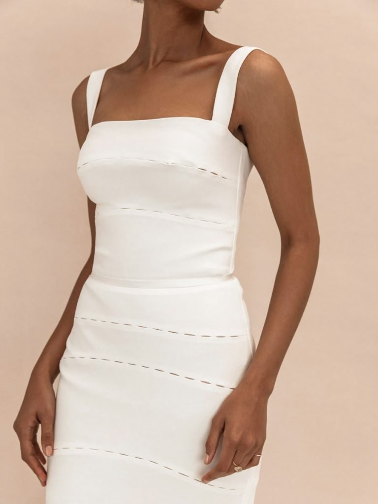Model in a structured blazer dress
