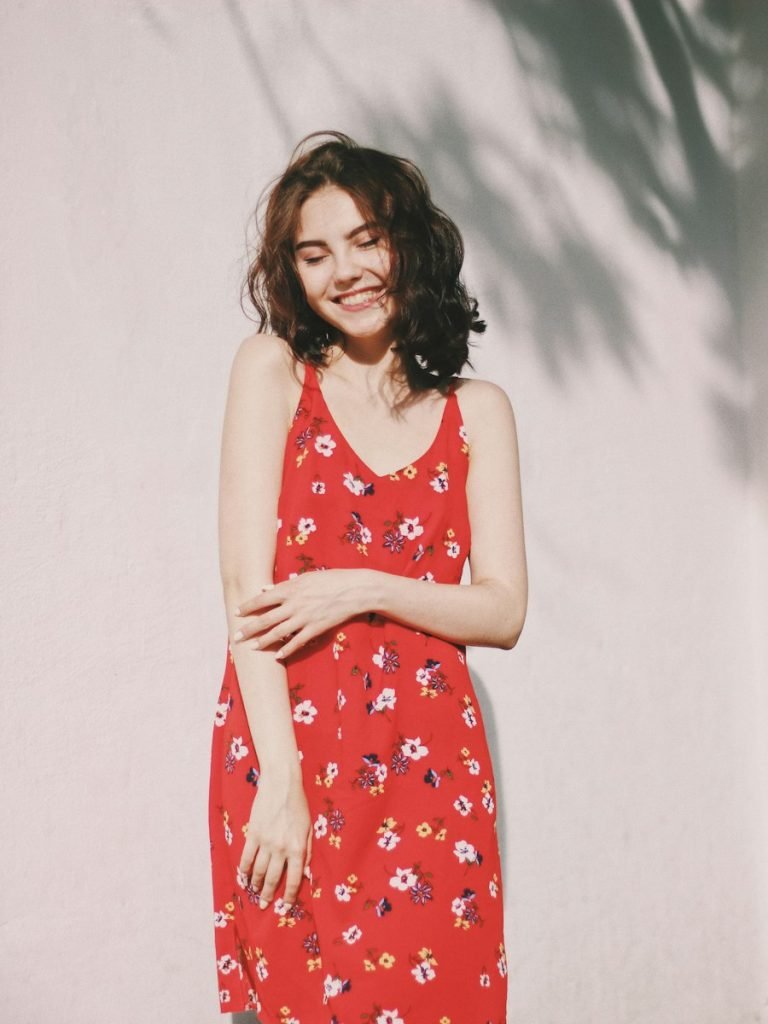 Model in a cotton smock dress