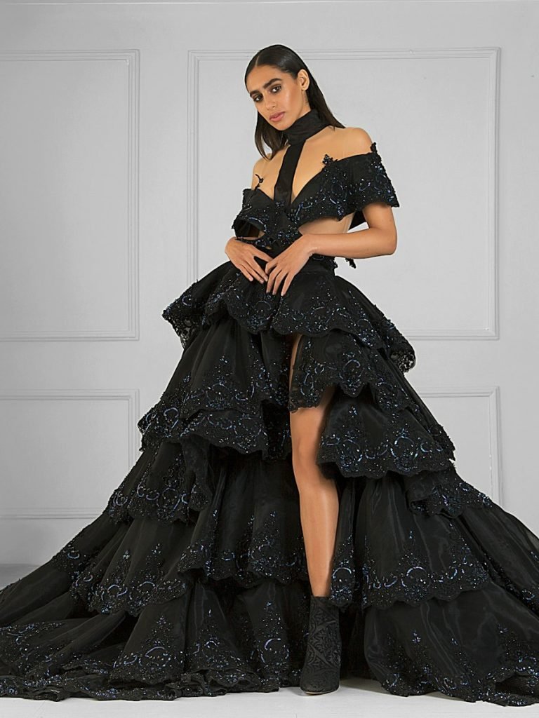 Model in a satin slip dress